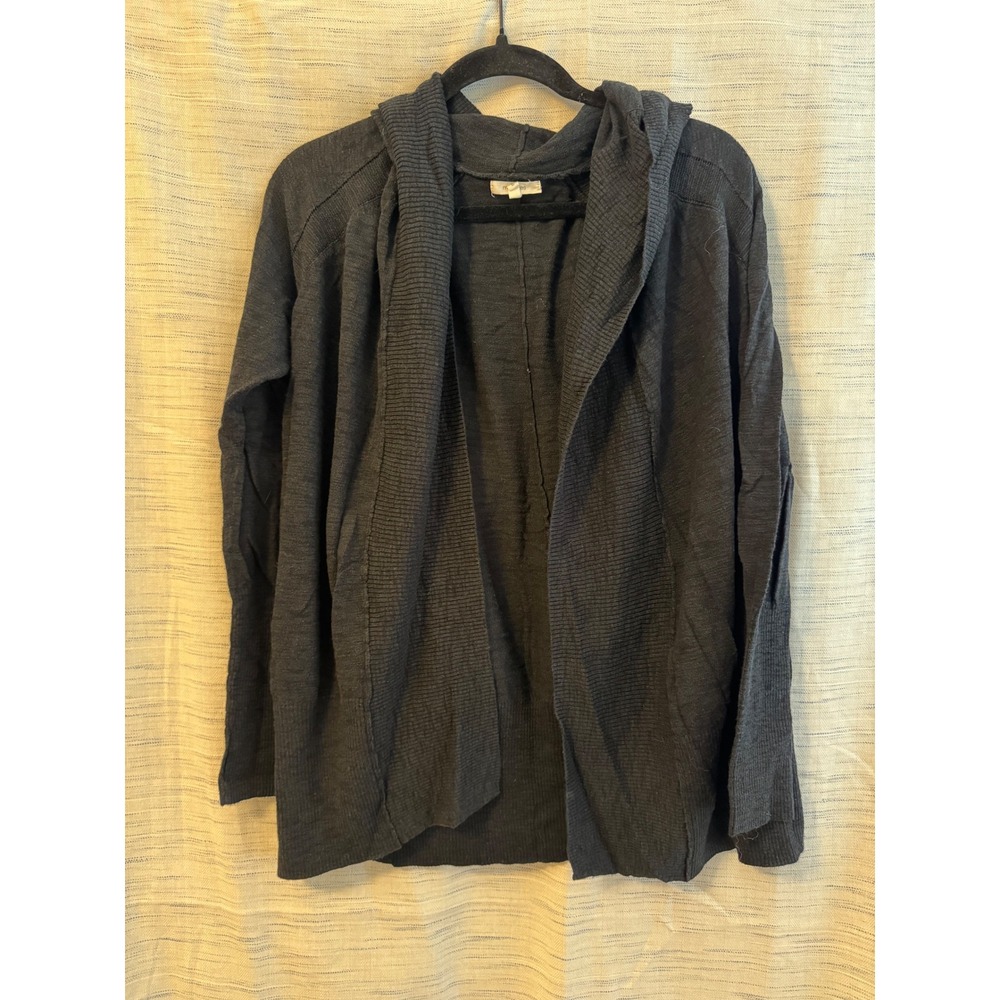 Maurices Womens Charcoal Gray Hooded Open Front Cardigan Sweater Large